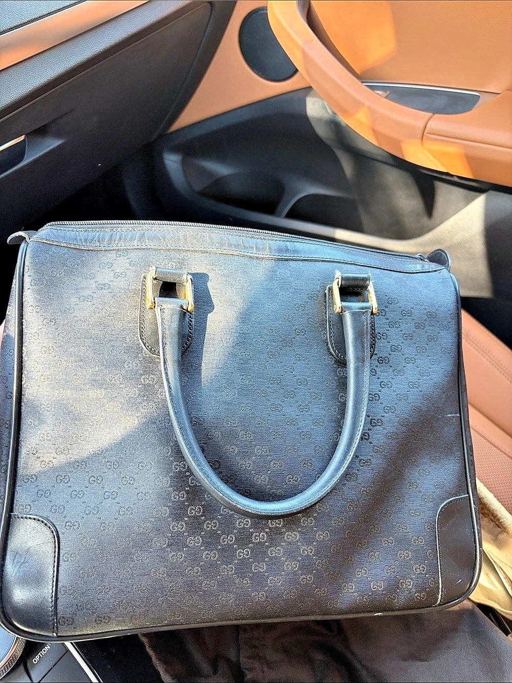 Gucci Vintage Micro GG Boston Bag Satchel in Black